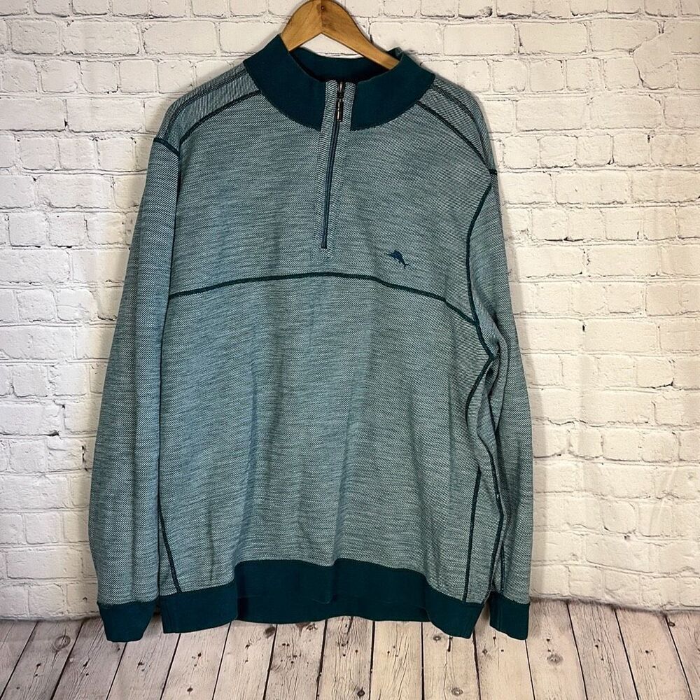 Tommy‎ Bahama Men's Flipsider Reversible Half-Zip Sweater Green Size L Large